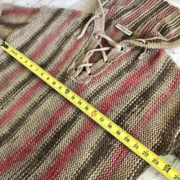 Love Change Italy Women’s Natural Pink Striped Lace Up Front Women’s Sweater - Picture 4 of 6